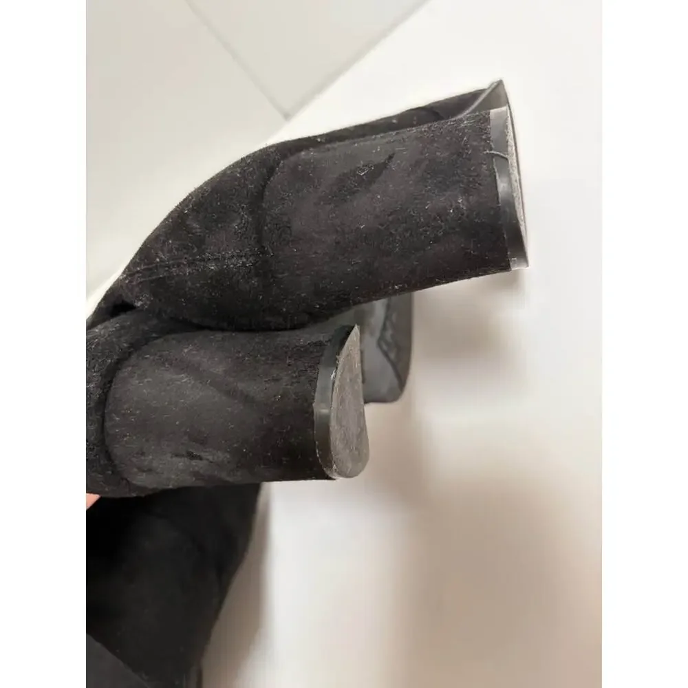 Marc Fisher Black Suede Knee High Boots Wide Calf Side Zip Pointed Toe 7